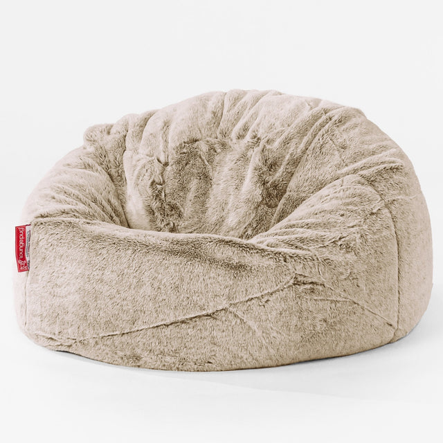 Pouf Poire Classique Enfant - Fausse Fourrure Lapin Brun Doré 01