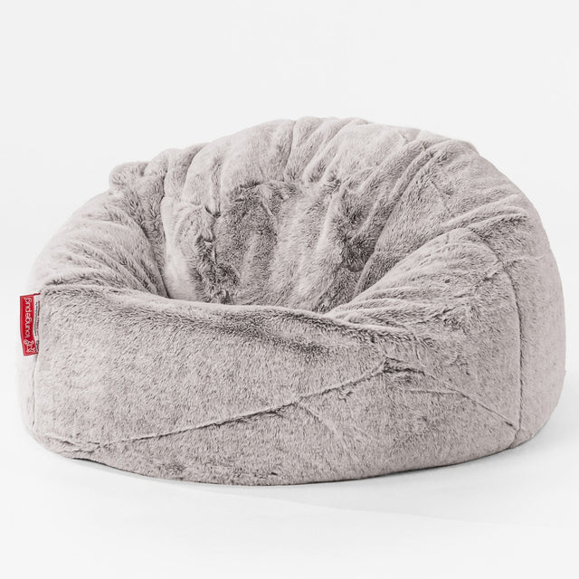 Pouf Poire Classique Enfant - Fausse Fourrure Lapin Gris clair 01