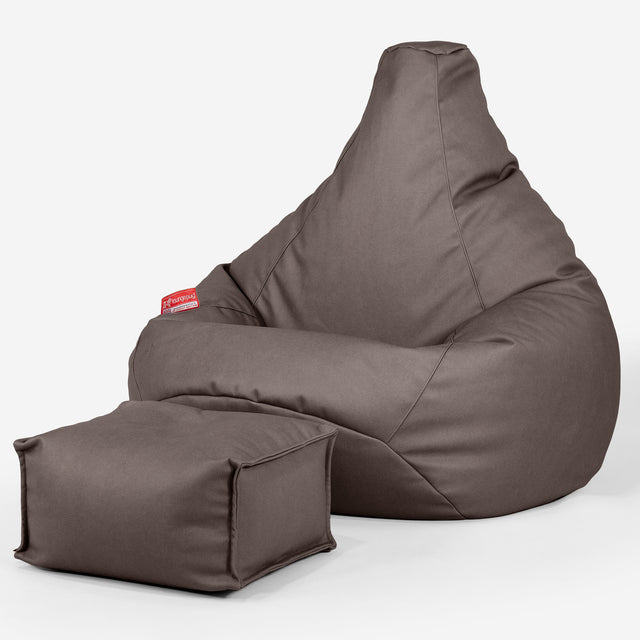 Pouf Poire Gamer - Cuir Végan Chocolat 01