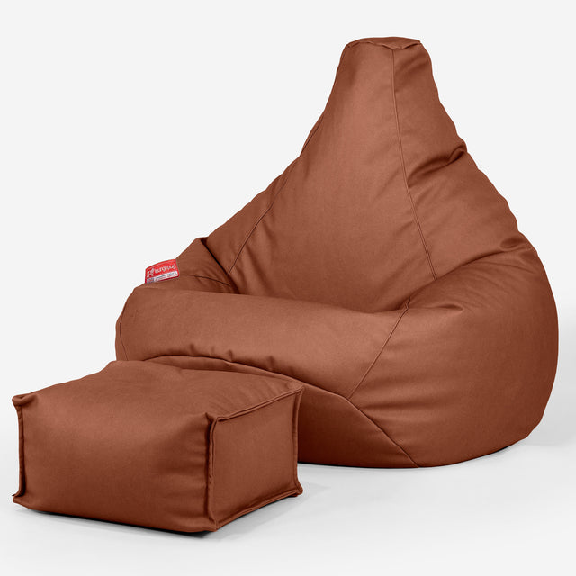 Pouf Poire Gamer - Cuir Végan Marron 01