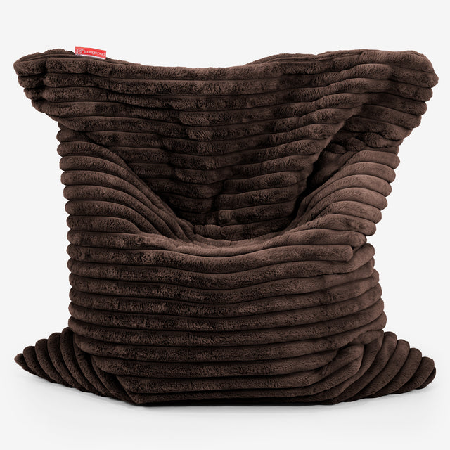 Pouf Géant XXL - Velours Côtelé Ultra Pelucheux Marron Meuse 01